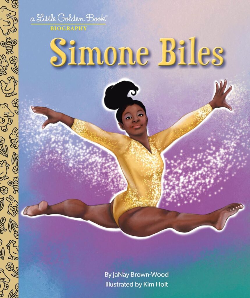 Cover image of Simone Biles: A Little Golden Book Biography by JaNay Brown-Wood. Illustrated by Kim Holt.