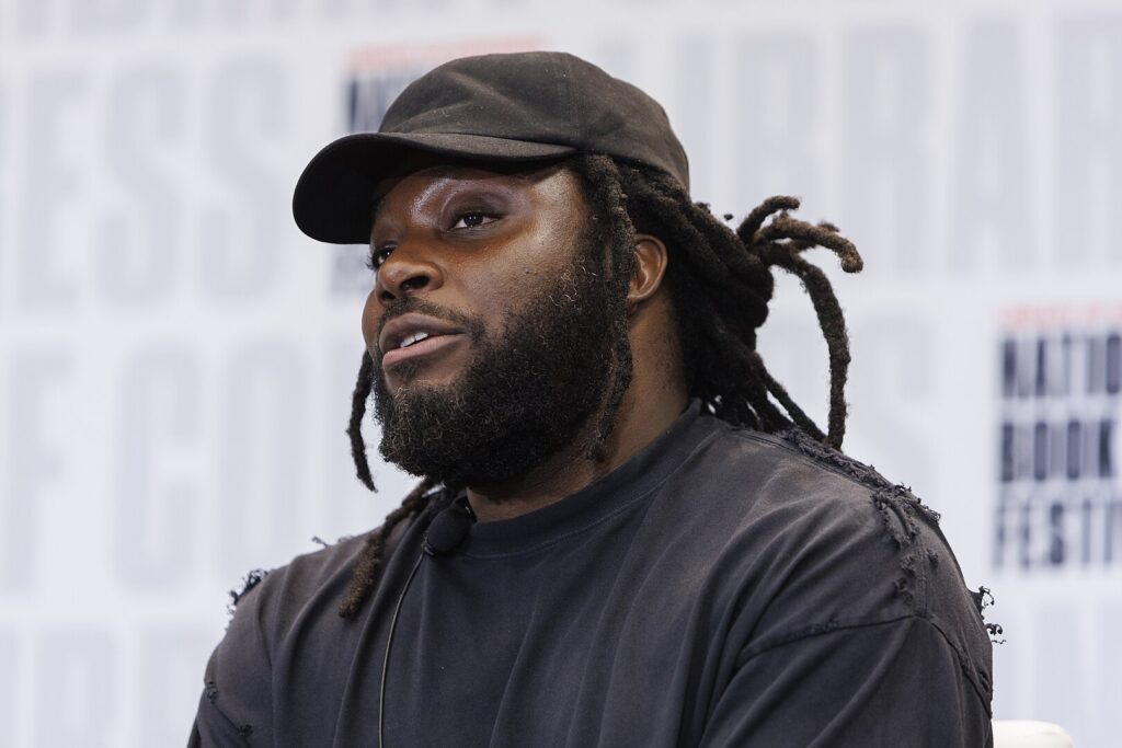 Jason Reynolds discusses his work on the Young Adult Stage at the National Book Festival, September 3, 2022. Photo by Shawn Miller/Library of Congress. CC0 1.0